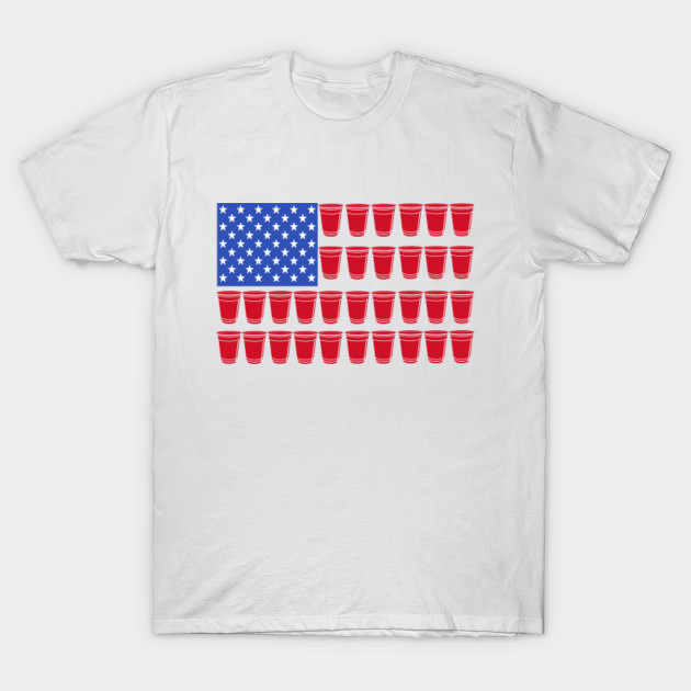 Funny 4th of July Shirt| Beer Pong Drinking T-Shirt| American Flag| Red Solo Cups
